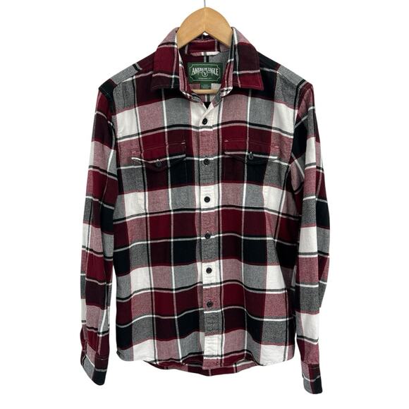AEO Maroon Plaid Oversize Flannel Button Down Small - Picture 1 of 4